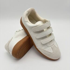 Jason Wu Mens 10 White Leather Suede Triple Strap Sneakers Gum Sole Low Top